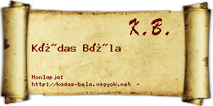Kádas Béla névjegykártya
